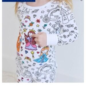 Caden Lane Kids Pajamas Colorable Princess Castle Print Long Sleeve Set 5T